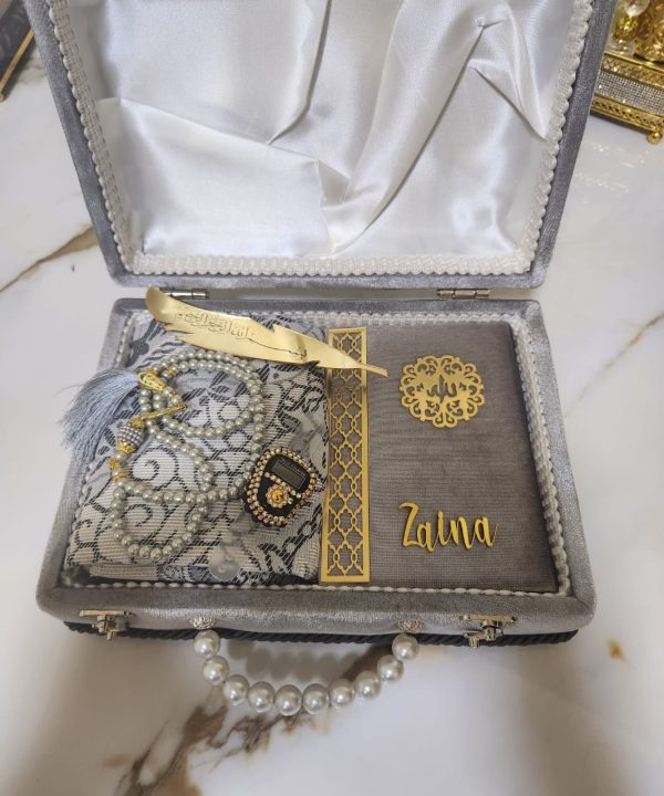 Grey-Velvet-Islamic-Gift-Set4 Grey Velvet Islamic Gift Set