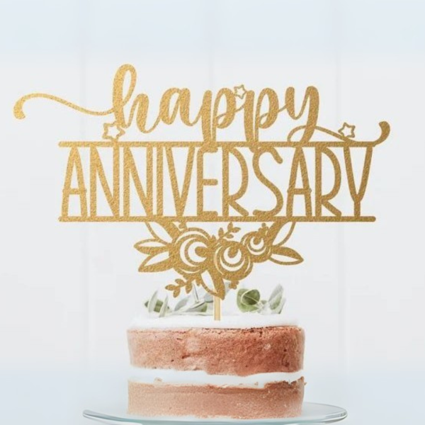 Happy Anniversary Acrylic Cake Topper