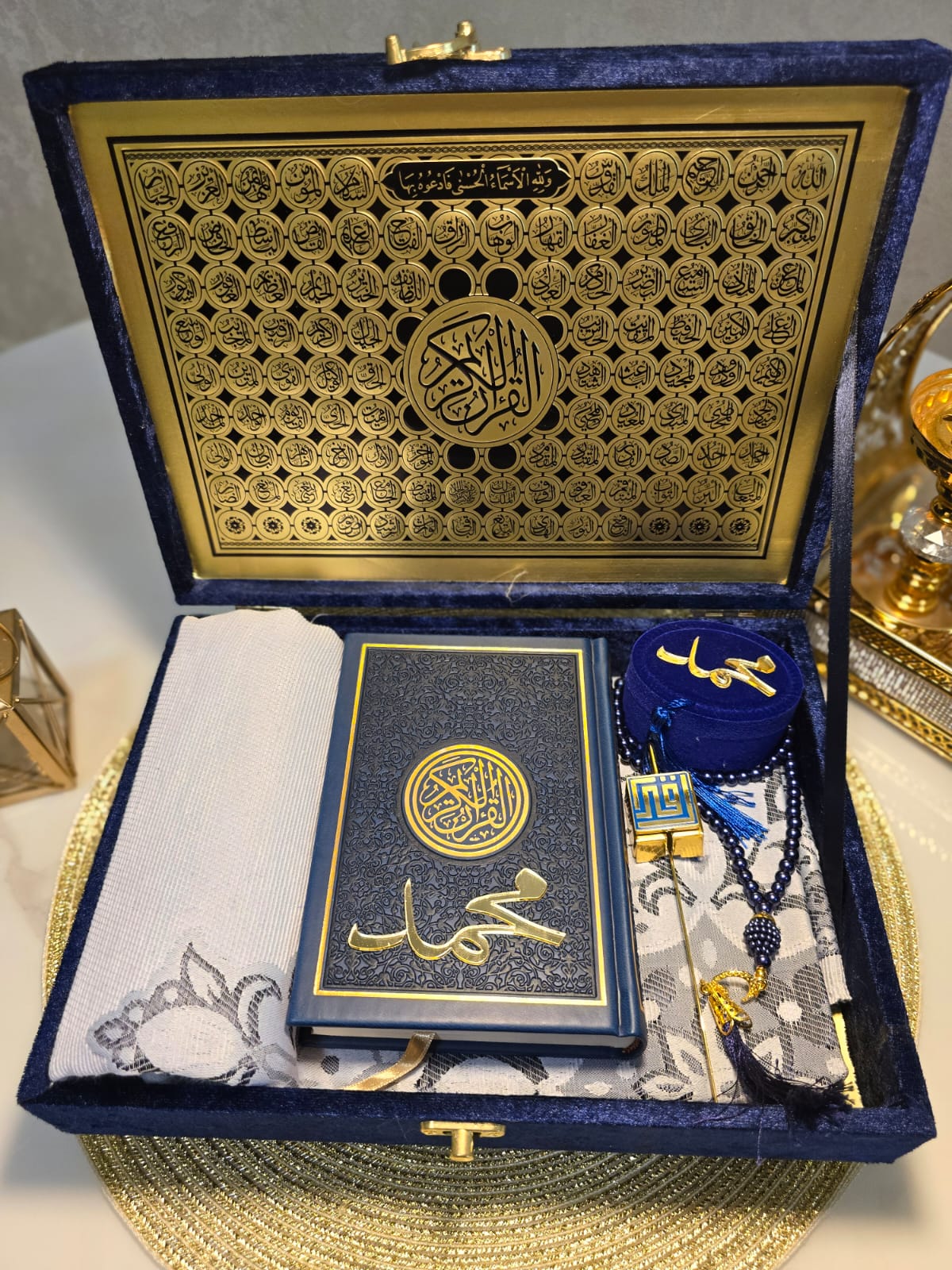 Luxurious Islamic Gift Box with Personalization – Blue - Gift Sets gift from ZAYOSHE in Maleha Street, Sharjah, UAE - image 4