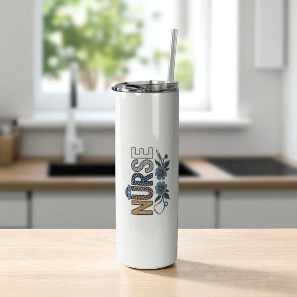 Nurse-Stainless-Steel-Tumbler-–-Floral-Design-2 Nurse Stainless Steel Tumbler – Floral Design