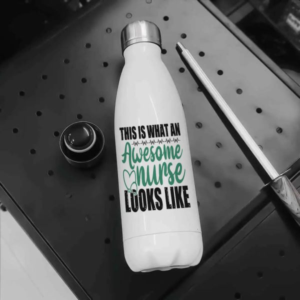 Nurse Stainless Steel Water Bottle - Quote Design
