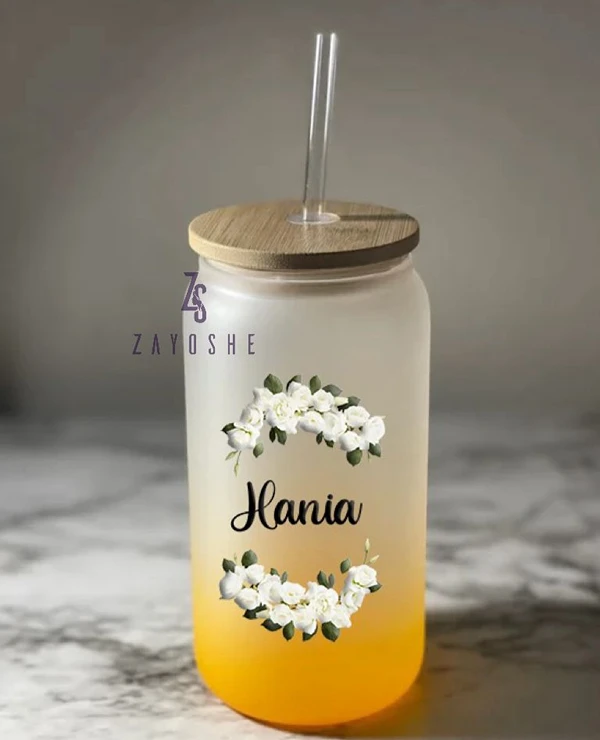 Orange Frosted Custom Can Glass 16oz