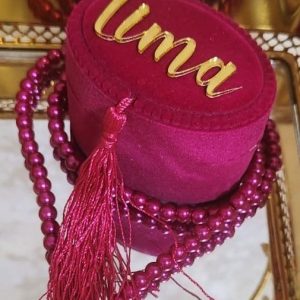 Pearl Tasbeeh With Personalized Case - Pink