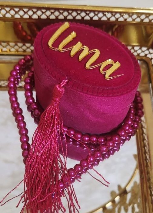 Pearl Tasbeeh With Personalized Case - Pink