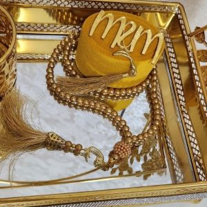 Pearl Tasbeeh With Personalized Case - Yellow