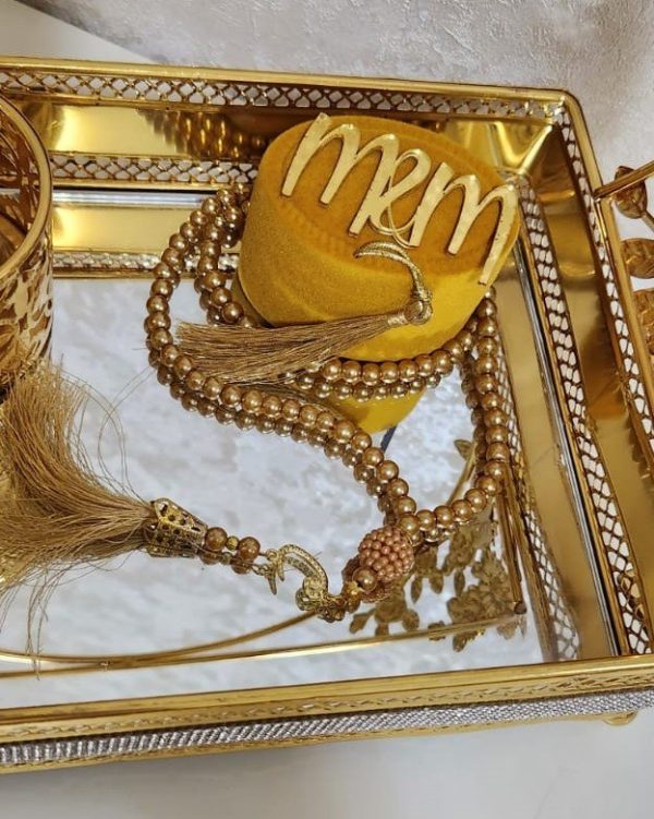 Pearl Tasbeeh With Personalized Case - Yellow