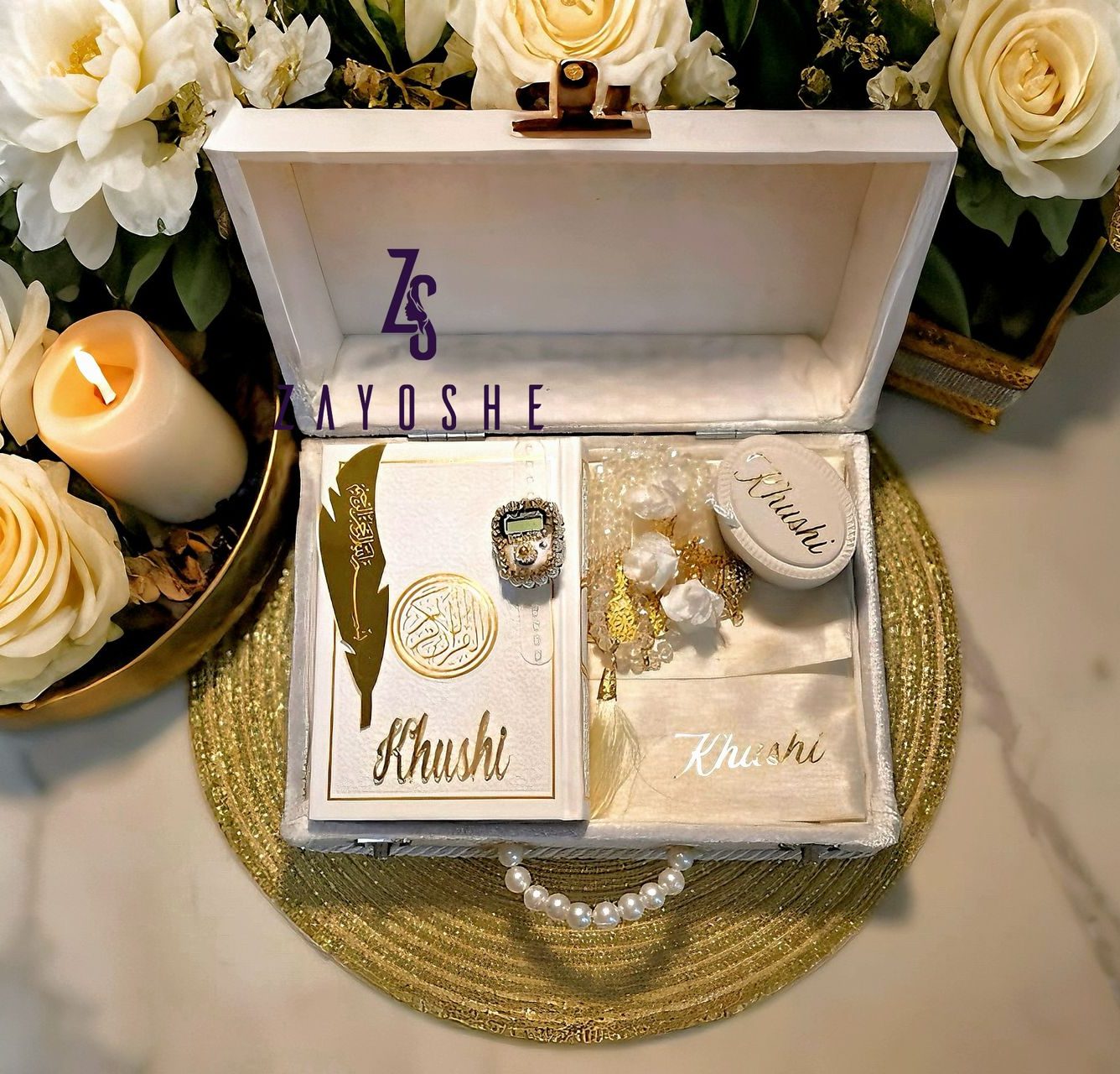 Personalized Islamic Luxury Gift Box-White - Gift Sets gift from ZAYOSHE in Maleha Street, Sharjah, UAE - image 3