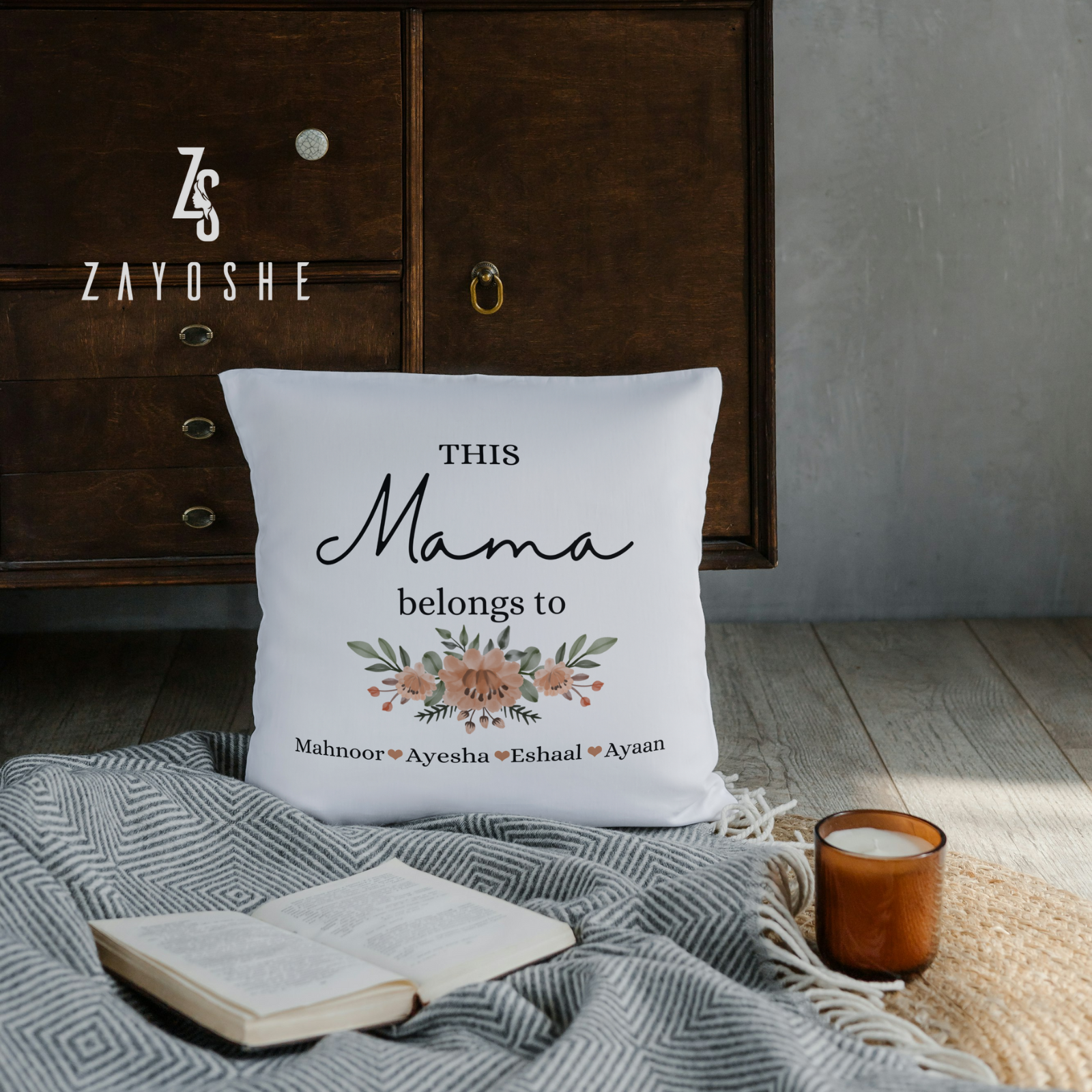 Personalized Mother Cushion With Children Names in Sharjah