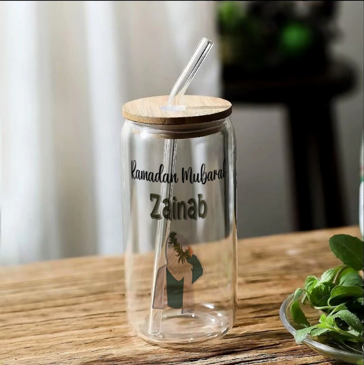 Personalized Ramadan Mubarak Glass Tumbler in Sharjah