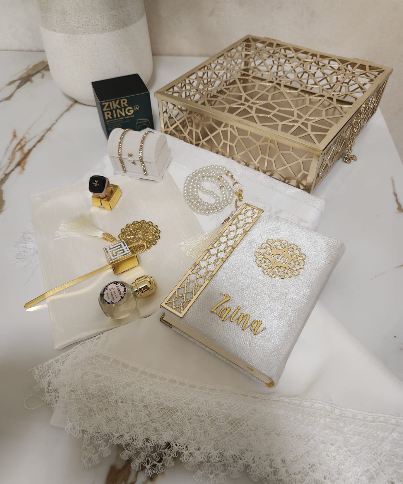 Personalized Royal Islamic Gift Box For Her – White - Gift Sets gift from ZAYOSHE in Maleha Street, Sharjah, UAE - image 5