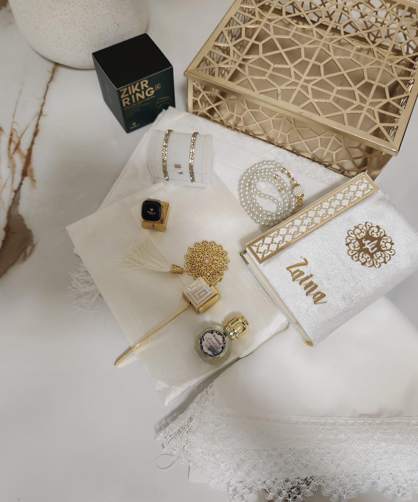 Personalized Royal Islamic Gift Box For Her – White - Gift Sets gift from ZAYOSHE in Maleha Street, Sharjah, UAE - image 6