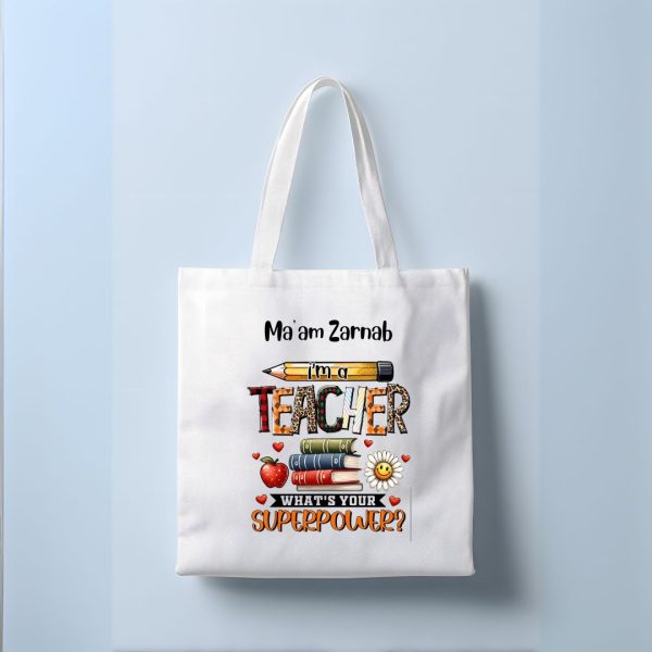 Personalized Teacher's day tote bag