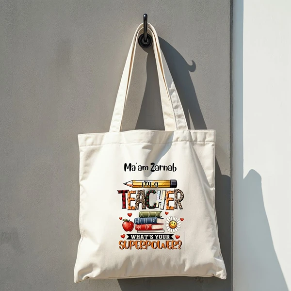 Personalized Teacher's day tote bag