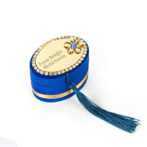 Personalized Velvet Tasbeeh Box Favors - Navy Blue