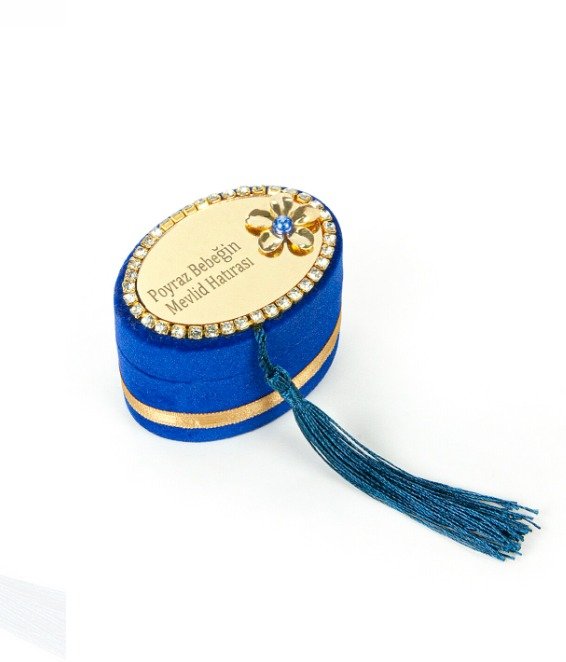 Personalized Velvet Tasbeeh Box Favors - Navy Blue