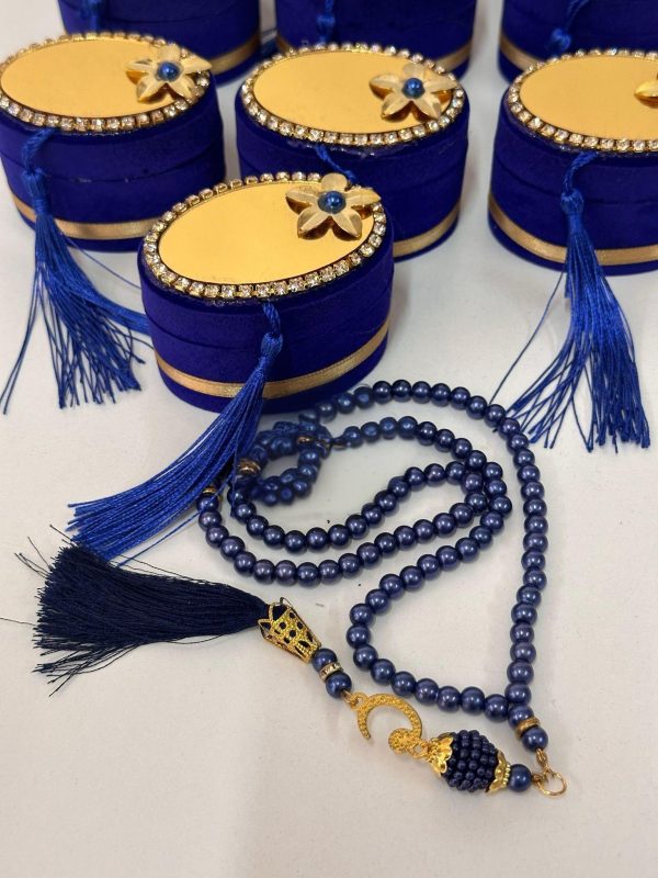 Personalized Velvet Tasbeeh Box Favors - Navy Blue