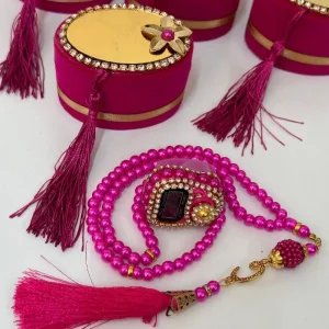 Personalized Velvet Tasbeeh Box Favors - Pink