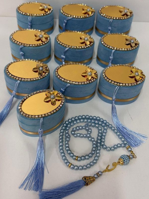 Personalized-Velvet-Tasbeeh-Box-Ramadan-Favors-Skyblue Personalized Velvet Tasbeeh Box Favors-Light Blue