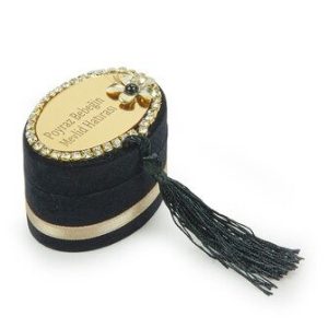 Personalized Velvet Tasbeeh Box Favors-Black