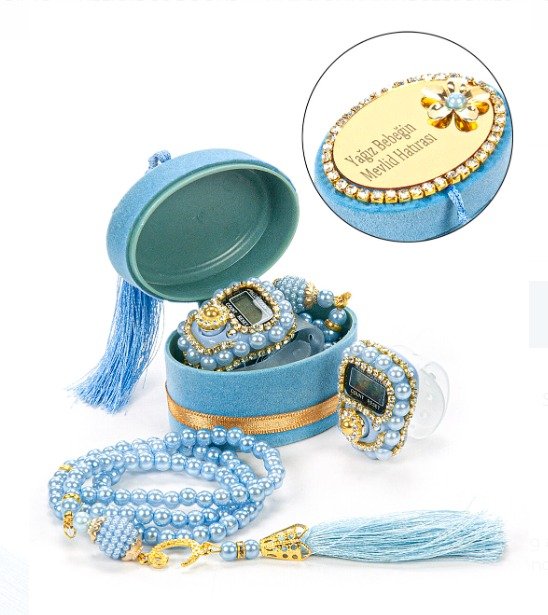 Personalized-Velvet-Tasbeeh-Box-Ramadan-light-blue Personalized Velvet Tasbeeh Box Favors-Light Blue