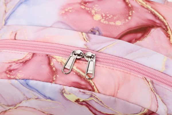 Pink Marble School Bag Set