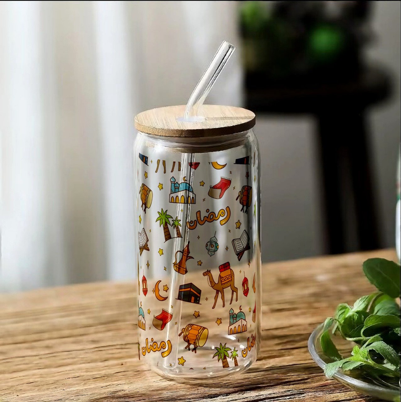 Ramadan Theme Glass Tumbler - Drinkware gift from ZAYOSHE in Maleha Street, Sharjah, UAE