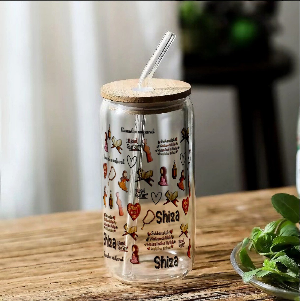 Personalized Ramadan Theme Glass Tumbler in Sharjah