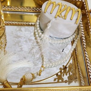 Pearl Tasbeeh With Personalized Case - White