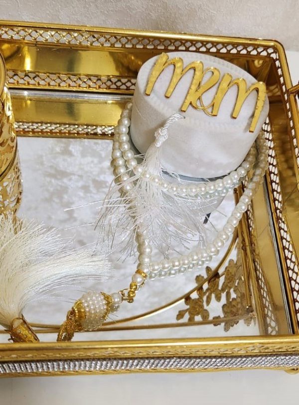 Pearl Tasbeeh With Personalized Case - White