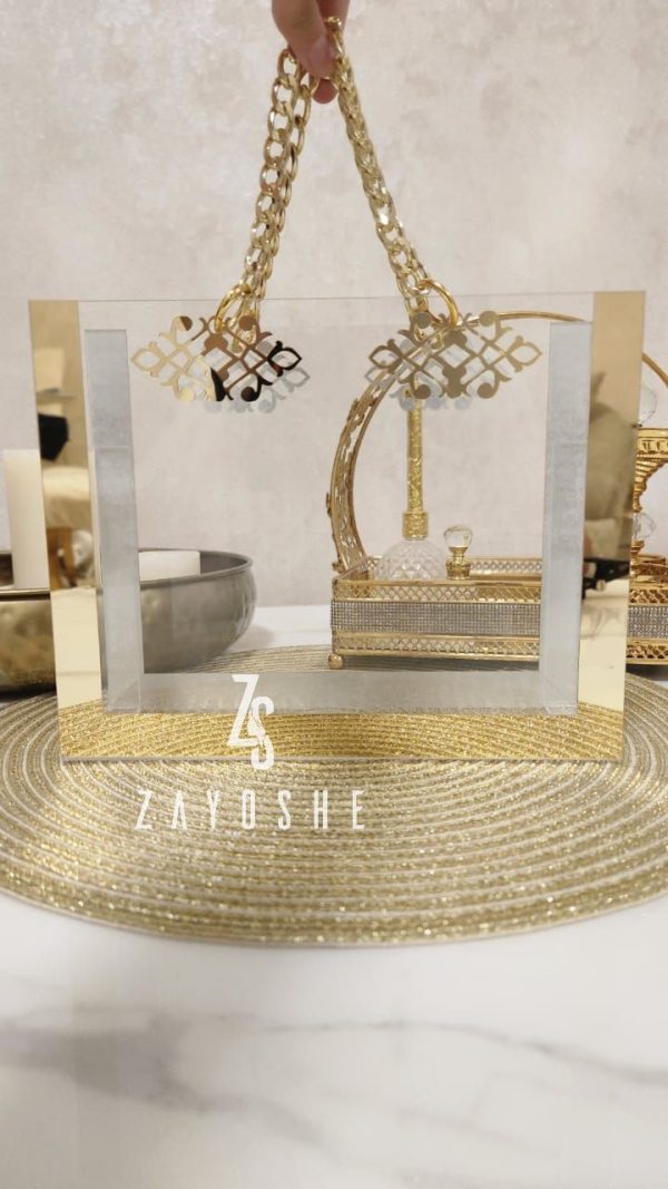 Transparent PVC Hamper Bag with Gold Border