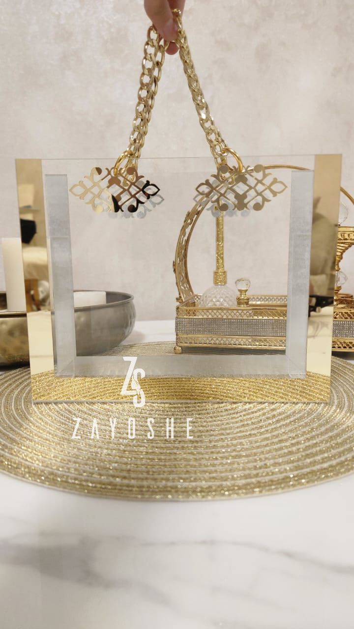 Transparent Acrylic Hamper Bag with Gold Border - Gift Sets gift from ZAYOSHE in Maleha Street, Sharjah, UAE - image 4