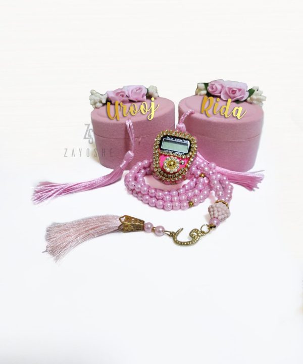 Personalized Floral Tasbeeh Box Set-Pink