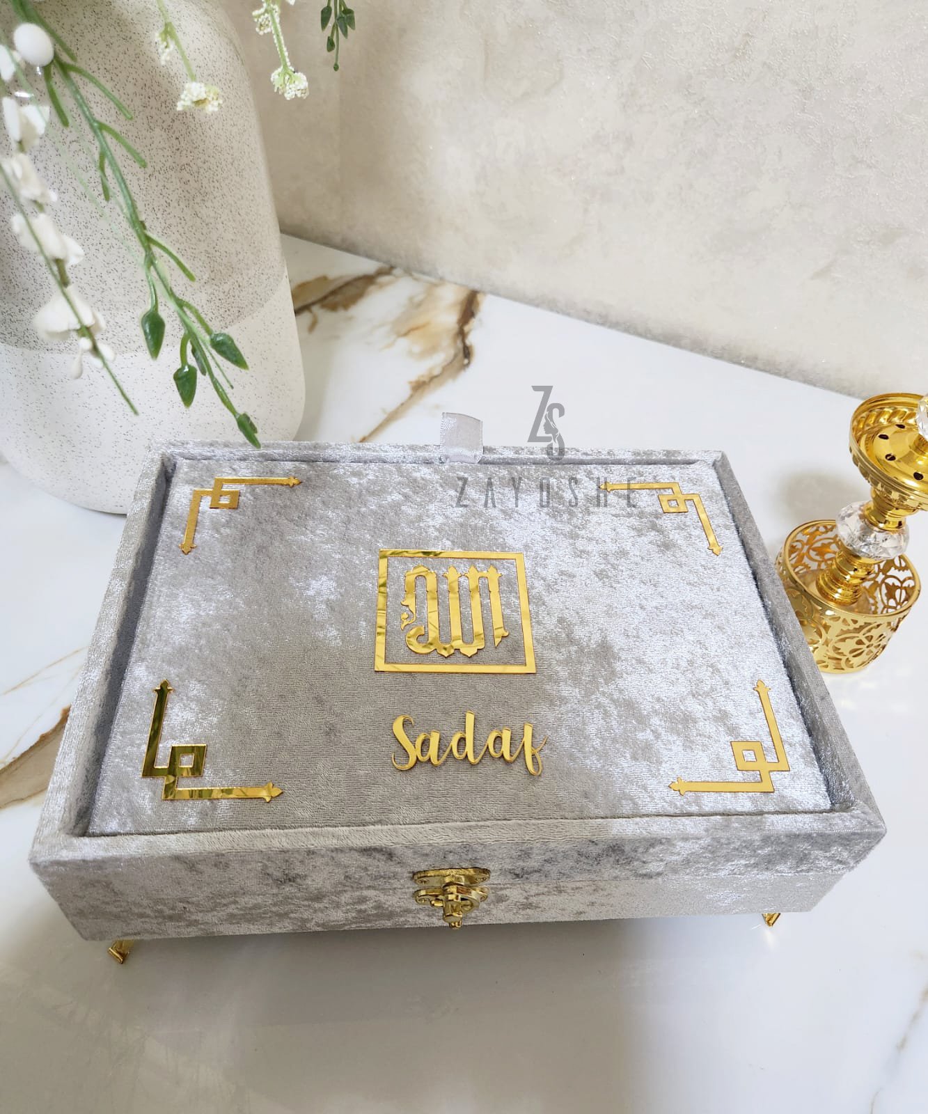 Luxurious Islamic Gift Box with Personalization – Grey - Gift Sets gift from ZAYOSHE in Maleha Street, Sharjah, UAE - image 3