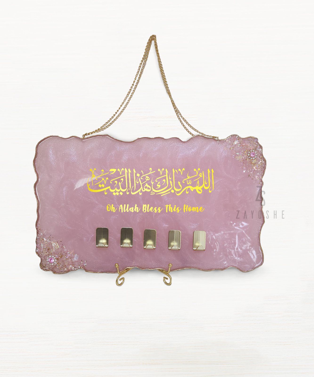 Personalized Resin Key Holder – Pink - Decorations gift from ZAYOSHE in Maleha Street, Sharjah, UAE