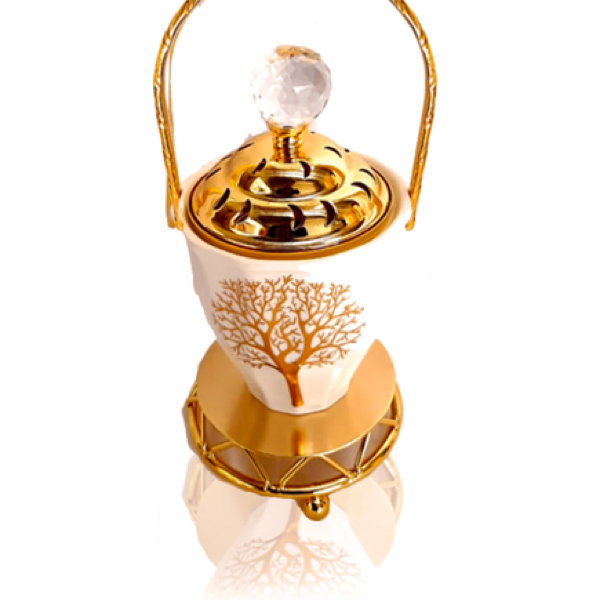 Tree Design Bakhoor Burner White