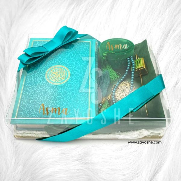Premium Personalized Islamic Gift Set With English Translation Quran - Turquoise