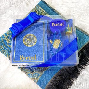 Premium Personalized Islamic Gift Set With English Translation Quran - Blue