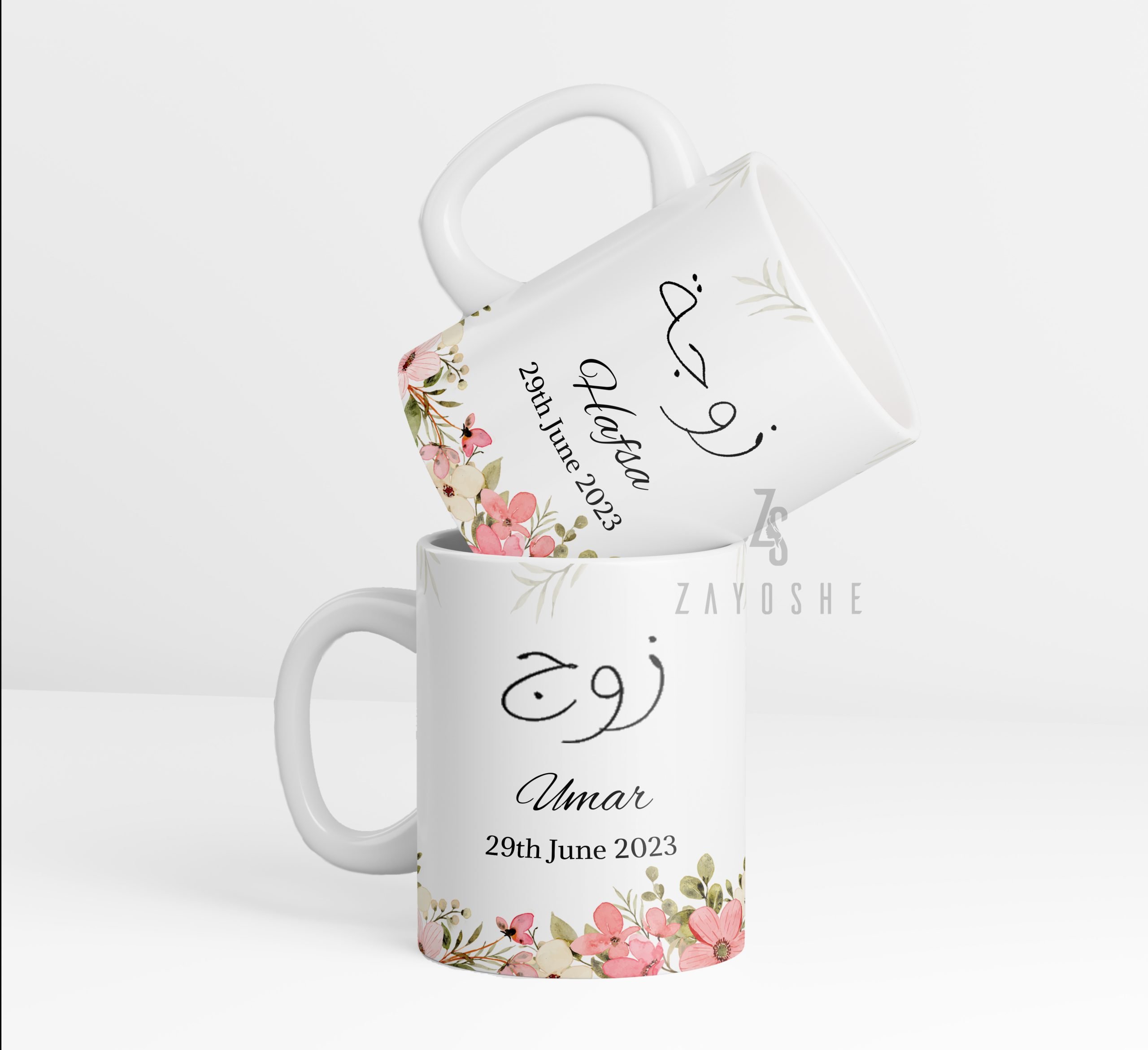 Personalized Mugs For Couple with Name and Date in Sharjah