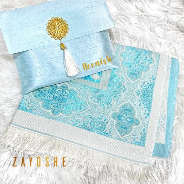 Prayer Rug With Pouch - Cyan Blue