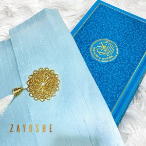 Rainbow Quran With Pouch - Light Blue