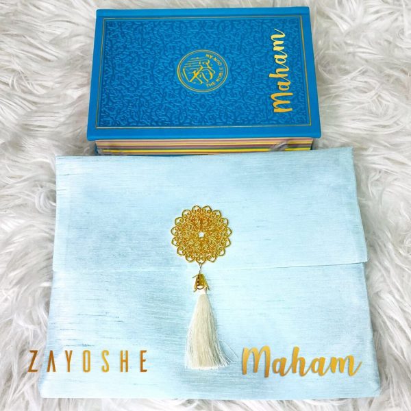 prayer-rug-pouch-90 Rainbow Quran With Pouch - Light Blue