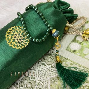 Prayer Rug With Pouch And Matching Tasbeeh - Green