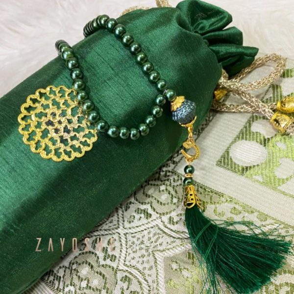 Prayer Rug With Pouch And Matching Tasbeeh - Green