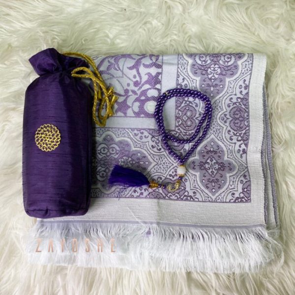 prayer-rug-with-cylindrical-pouch-zayoshe-2 Prayer Rug With Pouch And Matching Tasbeeh - Purple