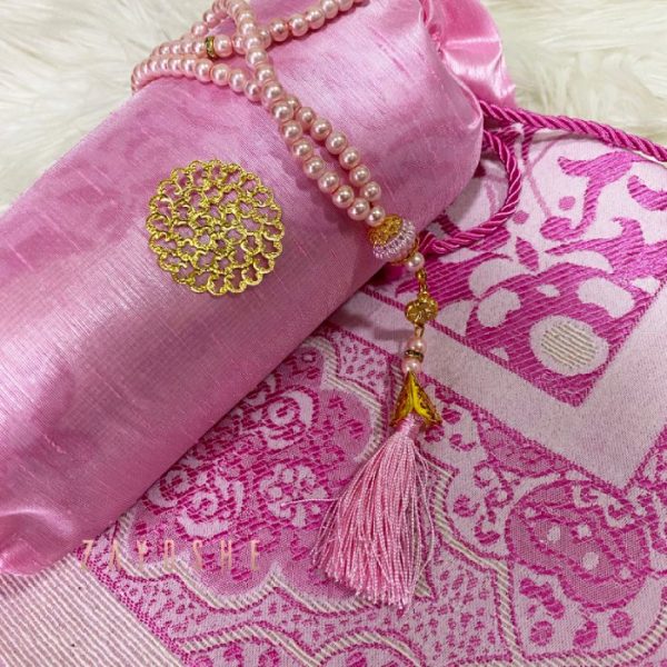 Prayer Rug With Pouch And Matching Tasbeeh - Pink