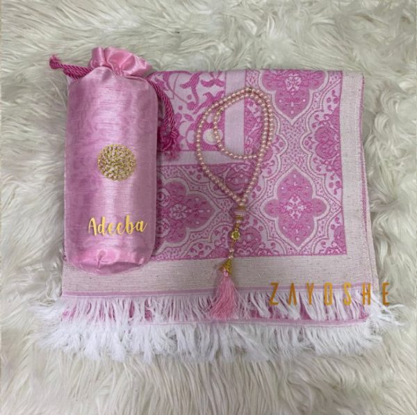 Prayer Rug With Pouch And Matching Tasbeeh - Pink