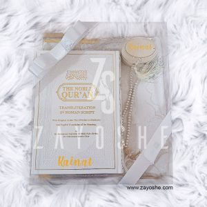 Personalized Islamic Gift Set With Noble Quran (Transliteration In Roman Script)