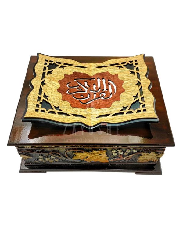 Wooden Quran Box + Gold Rainbow Quran 12 * 17 cm