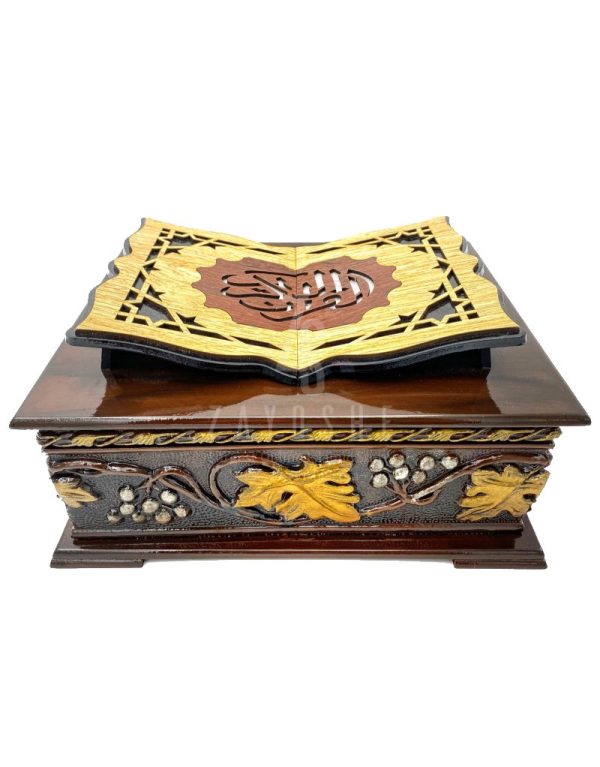 Wooden Quran Box + Gold Rainbow Quran 12 * 17 cm