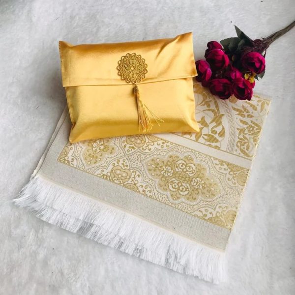 yellow-prayer-rug-with-pouch The Noble Quran Word To Word Gift Set - Golden